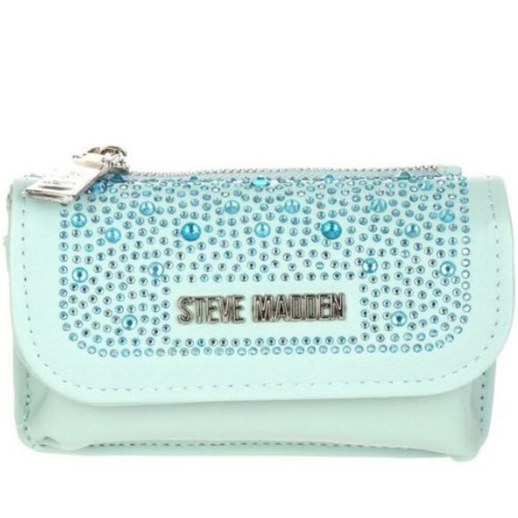 Steve Madden PVC Stone Keychain Wallet- Mint - Picture 4 of 8